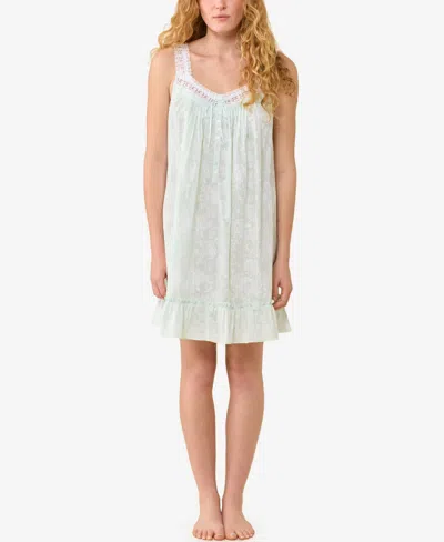 Eileen West Women's Sleeveless Cotton Woven Lawn Chemise In Green