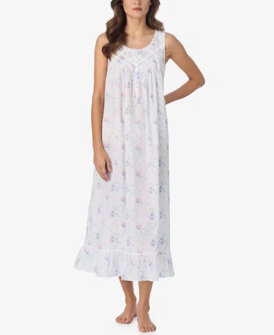 Eileen West Women's Sleeveless Swiss Dot Ballet Nightgown In White