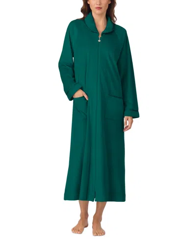 Eileen West Women's Zip-front Velour Ballet Robe In Green