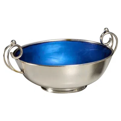 Pre-owned Einar Dragsted Mid 20th C. Sterling Bowl With Blue Enamel Interior - Barbara Walters Estate