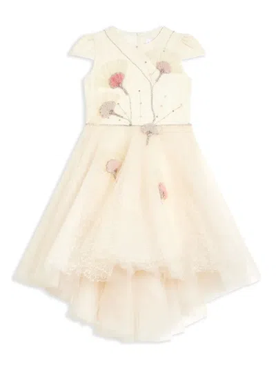 Eirene Kids' Floral-rhinestone Tulle Dress In Neutrals