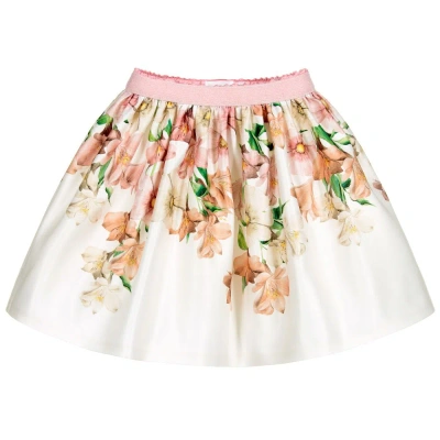 Eirene Kids'  Girls Ivory Floral Satin Skirt