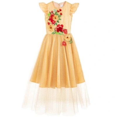 Eirene Kids'  Girls Long Gold Tulle Dress