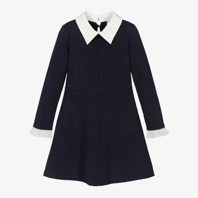 Eirene Kids'  Girls Navy Blue Viscose Jersey Dress In Black