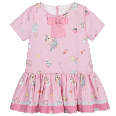 Eirene Kids'  Girls Pink Cotton Unicorn Dress