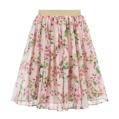 Eirene Kids'  Girls Pink Floral Chiffon Skirt In Multi