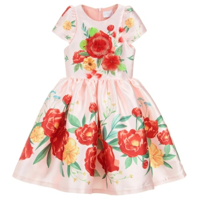 Eirene Kids'  Girls Pink Satin Floral Dress