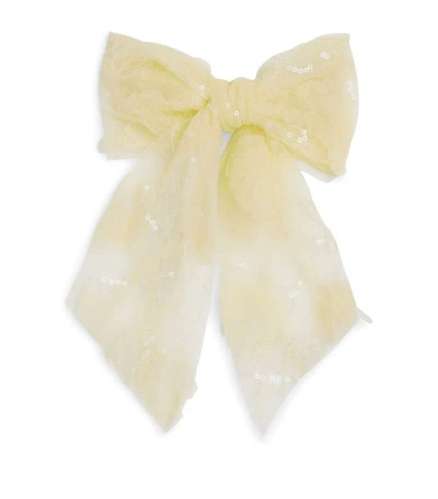 Eirene Kids' Lace And Sequin Bow In Yellow