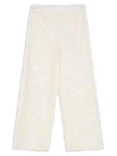 Eirene Kids' Sequined Straight-leg Trousers In White