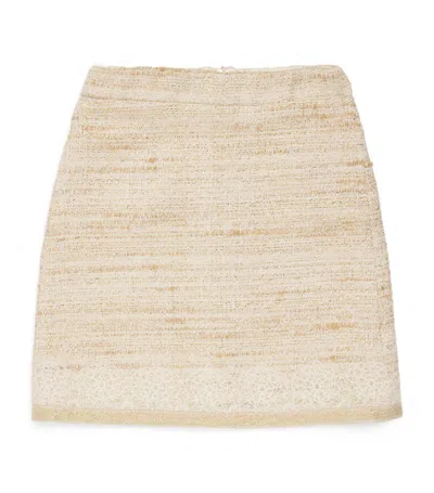 Eirene Kids' Wool-blend Lace-trimmed Mini Skirt (12-15 Years) In Neutral