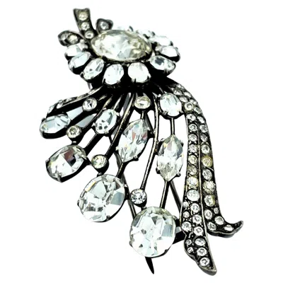 Pre-owned Eisenberg Original Brooch Or Pin Larg Rhinestones, Sterlin, Signed 1940 Usa In Multi