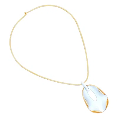 Pre-owned Eisenberg Vintage Gilt & White Enamel Modernist Collar Necklace By , 1960s