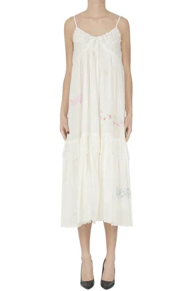 Eka Embroidered Slip Dress In White
