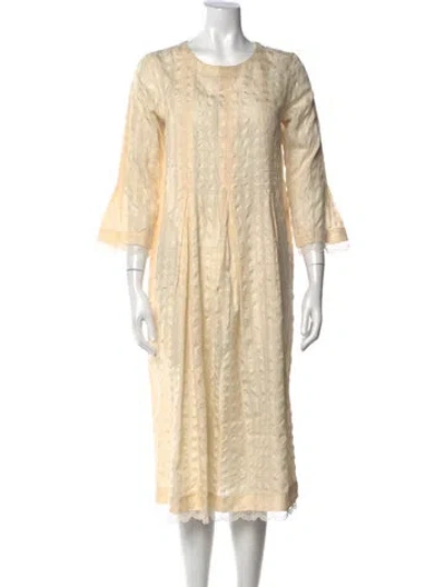 Pre-owned Eka Silk Midi Length Dress In Neutral
