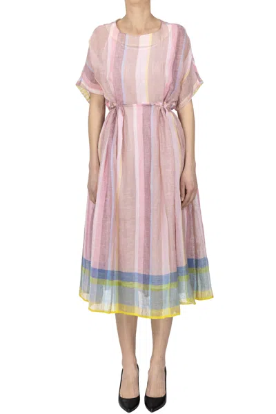 Eka Striped Midi Dress In Pink