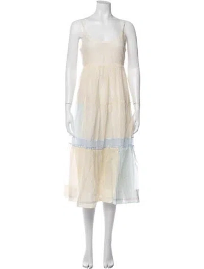 Pre-owned Eka Striped Midi Length Dress In Neutrals