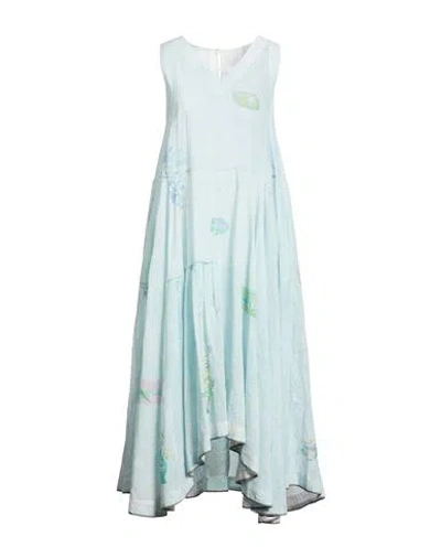 Eka Woman Maxi Dress Turquoise Size S Linen In Blue
