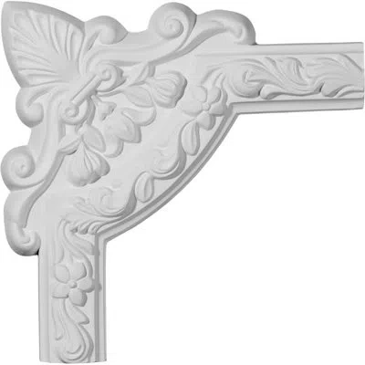 Ekena Millwork 10 3/4"w X 10 3/4"h Sussex Floral Panel Moulding Corner In White