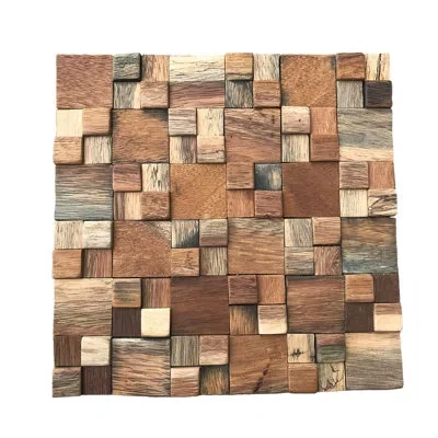 Ekena Millwork 11 7/8"w X 11 7/8"h X 1/2"p Belmont Boat Wood Mosaic Wall Tile, Natural Finish (11-pack) In Natural Finish;brown