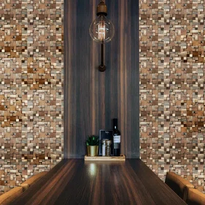 Ekena Millwork 11 7/8"w X 11 7/8"h X 1/2"p Belmont Boat Wood Mosaic Wall Tile, Natural Finish In No;no