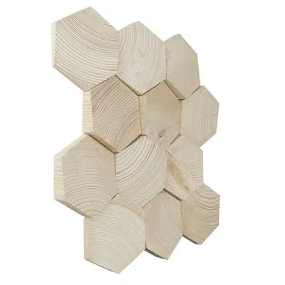 Ekena Millwork 11 7/8"w X 11 7/8"h X 1/2"p Medium Honeycomb Wood Mosaic Wall Tile, Spruce In Spruce;beige