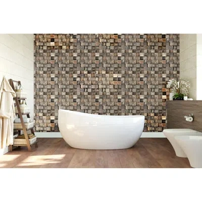 Ekena Millwork 11 7/8"w X 11 7/8"h X 1/2"p Reclaimed Boat Wood Mosaic Wall Tile, Natural Finish In No;no