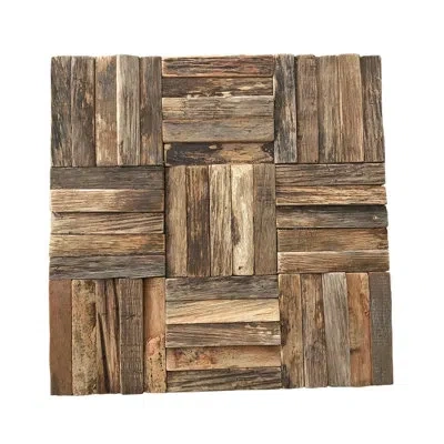 Ekena Millwork 11 7/8"w X 11 7/8"h X 1/2"p Weave Boat Wood Mosaic Wall Tile, Natural Finish (11-pack) In Natural Finish;brown