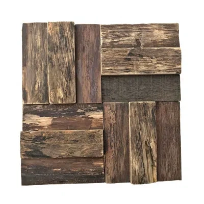 Ekena Millwork 11 7/8"w X 11 7/8"h X 3/4"p Boca Boat Wood Mosaic Wall Tile, Natural Finish (11-pack) In Natural Finish;brown