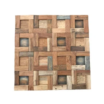 Ekena Millwork 11 7/8"w X 11 7/8"h X 3/4"p Freeport Boat Wood Mosaic Wall Tile, Natural Finish (11-pack) In Natural Finish;brown