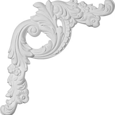 Ekena Millwork 16 1/2"w X 18 1/8"h X 1 1/4"p Tirana Panel Moulding Corner, Left In White