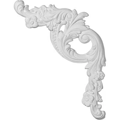 Ekena Millwork 16 1/2"w X 18 1/8"h X 1 1/4"p Tirana Panel Moulding Corner, Right In White