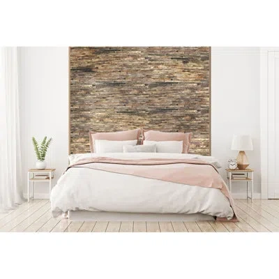 Ekena Millwork 23 3/4"w X 11 7/8"h X 3/4"p Stacked Boat Wood Mosaic Wall Tile, Natural Finish In No;no