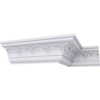 Ekena Millwork 3 3/8"h X 3 1/2"p X 4 7/8"f X 94 1/2"l Lisbon Crown Moulding In White