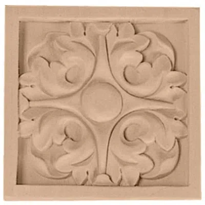Ekena Millwork 3"h X 3"w X 5/8"d Small Leaf Rosette In Light Brown