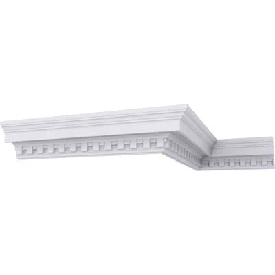 Ekena Millwork 4 1/2"h X 4 1/2"p X 6 3/8"f X 94 1/2"l, (1 3/8" Repeat) Dentil Crown Moulding In White