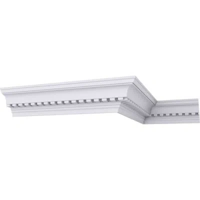Ekena Millwork 4 3/4"h X 4 1/8"p X 6 3/8"f X 94 1/2"l, (1 5/8" Repeat), Dentil Crown Moulding In White