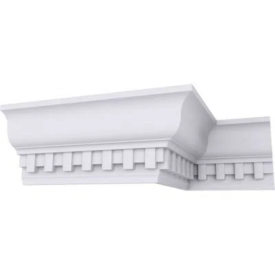 Ekena Millwork 4 5/8"h X 2 7/8"p X 5 1/2"f X 94 1/2"l, (1 3/8" Repeat) Dentil Crown Moulding In White