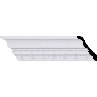 Ekena Millwork 4"h X 3 1/4"p X 5 1/8"f X 94 1/2"l, (1 7/8" Repeat), Leslie Crown Moulding In White