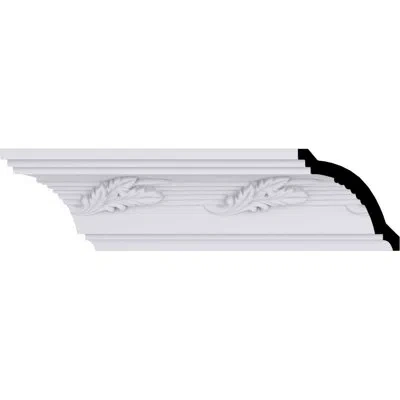 Ekena Millwork 4"h X 4"p X 5 5/8"f X 94 1/2"l, (6" Repeat), Leaf Twist Crown Moulding In White