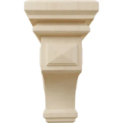 Ekena Millwork 4"w X 4 3/4"d X 8"h Small Woodruff Wood Corbel, (6pack) In Rubberwood