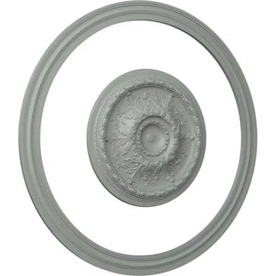 Ekena Millwork 55 3/8"od X 47 3/8"id Ceiling Ring With 28"od Ceiling Medallion Stockport Light Accent Kit In Gray