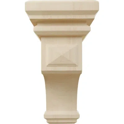 Ekena Millwork 5"w X 5 3/4"d X 10"h Medium Woodruff Wood Corbel, (4pack) In Rubberwood