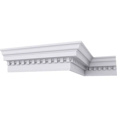 Ekena Millwork 6 3/4"h X 4 3/4"p X 8 3/8"f X 94 1/2"l Dentil Crown Moulding In White