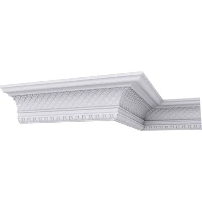 Ekena Millwork 6"h X 6 3/8"p X 8 7/8"f X 94 1/2"l, (1 3/8" Repeat), Brightton Crown Moulding In White