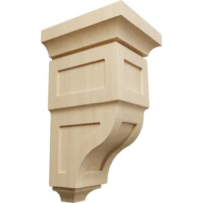 Ekena Millwork 6"w X 6 3/4"d X 12"h Large Reyes Wood Corbel, (4pack) In Rubberwood