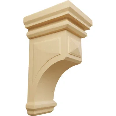 Ekena Millwork 6"w X 6 3/4"d X 12"h Large Woodruff Wood Corbel, (2pack) In Alder