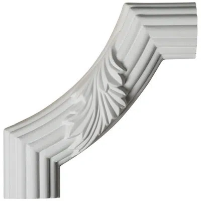 Ekena Millwork 6"w X 6"h X 1 1/8"p Reeded Acanthus Leaf Panel Moulding Corner In Off-white