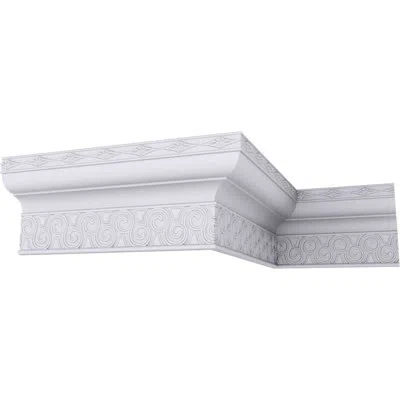 Ekena Millwork 8 3/8"h X 3 3/4"p X 9"f X 94 1/2"l, (6 7/8" Repeat), Bedford Crown Moulding In White