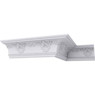 Ekena Millwork 9 1/2"h X 10"p X 13 3/4"f X 94 1/2"l, (13 3/4" Repeat), Sydney Crown Moulding In White