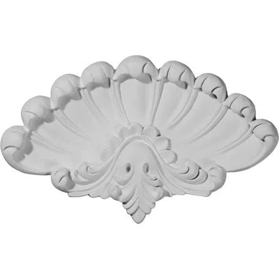 Ekena Millwork 9 1/4"h X 15"w X 1 1/8"d Sea Shell Onlay Center In White
